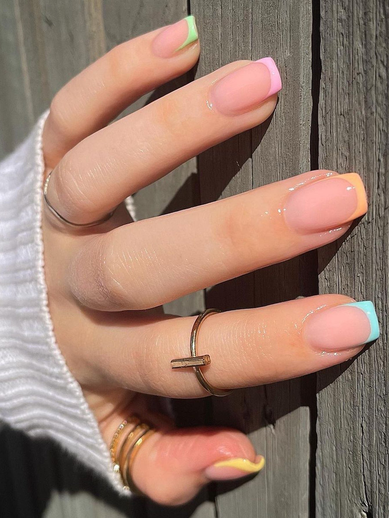 Colorful French Press-On Nails