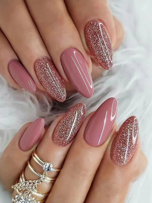 Rosy Glow Glam Press-On Nails