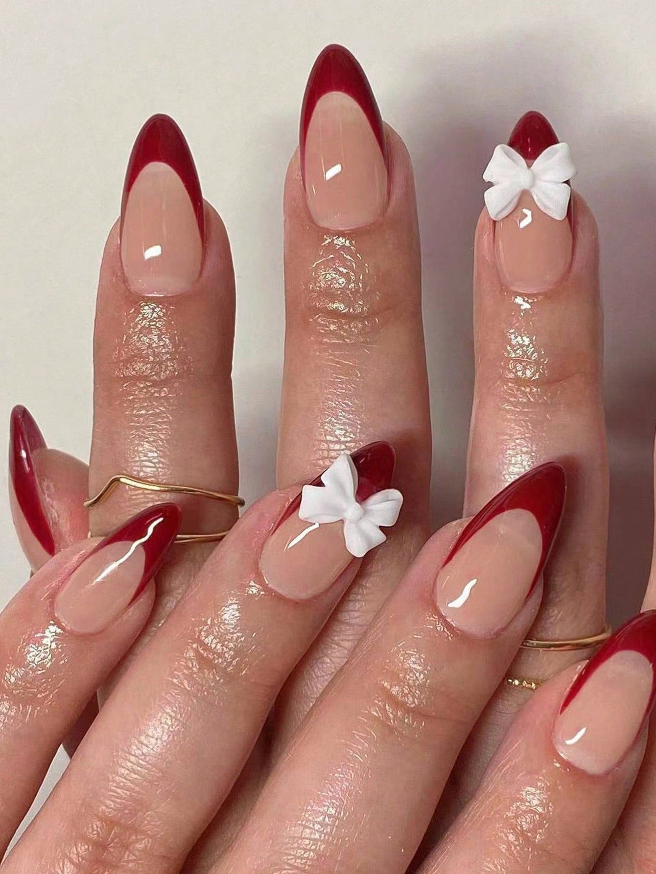 Bordeaux Bow Press-On Nails